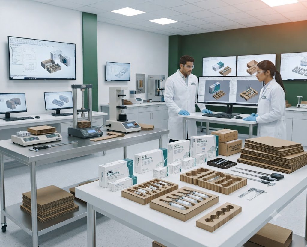 Altis Packs factory structural corrugated box manufacturing testing